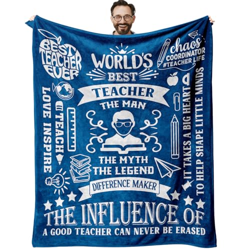 Mlkdcid Teacher Gifts for Men Throw Blanket 60' x 50', Male Teacher Appreciation/Thank You/Teachers Day/Birthday Gifts from Students