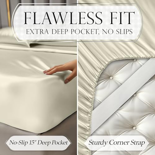 Image of DECOLURE Satin Sheets King Size | Softer Than Silk | Luxury 4 Pc Bed Set