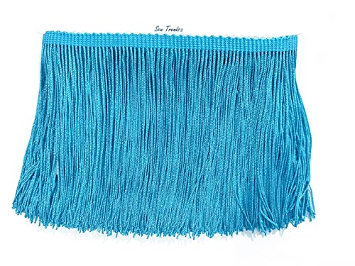 Sew Trends 2 Yards Of 12" Long Chainette Fringe Thread Yarn Tassel Trim Braid Fringe For Crafts Sewing And Decor-Sky Blue #TOP7