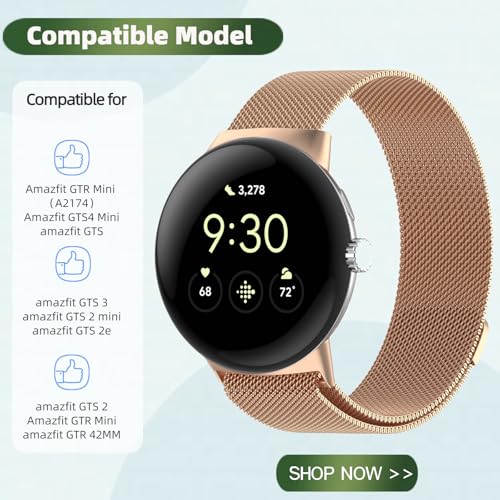 Correa metálica compatible con Google Pixel Watch 41mm miniatura 2