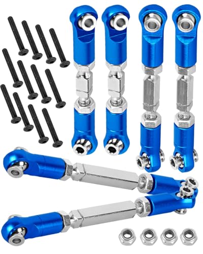 hopsupRC RC Upgrade Parts Aluminum Metal Adjustable Turnbuckles Camber Links Toe Link for 1/8 Mojave 4X4 4S BLX.Adjustable Turnbuckles Links Hops Up.(Navy Blue 6PCS)