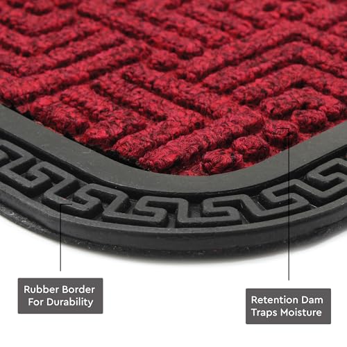 Image of Encasa XO Door Mat for Home Entrance, Polypropylene Floor Mat Maroon
