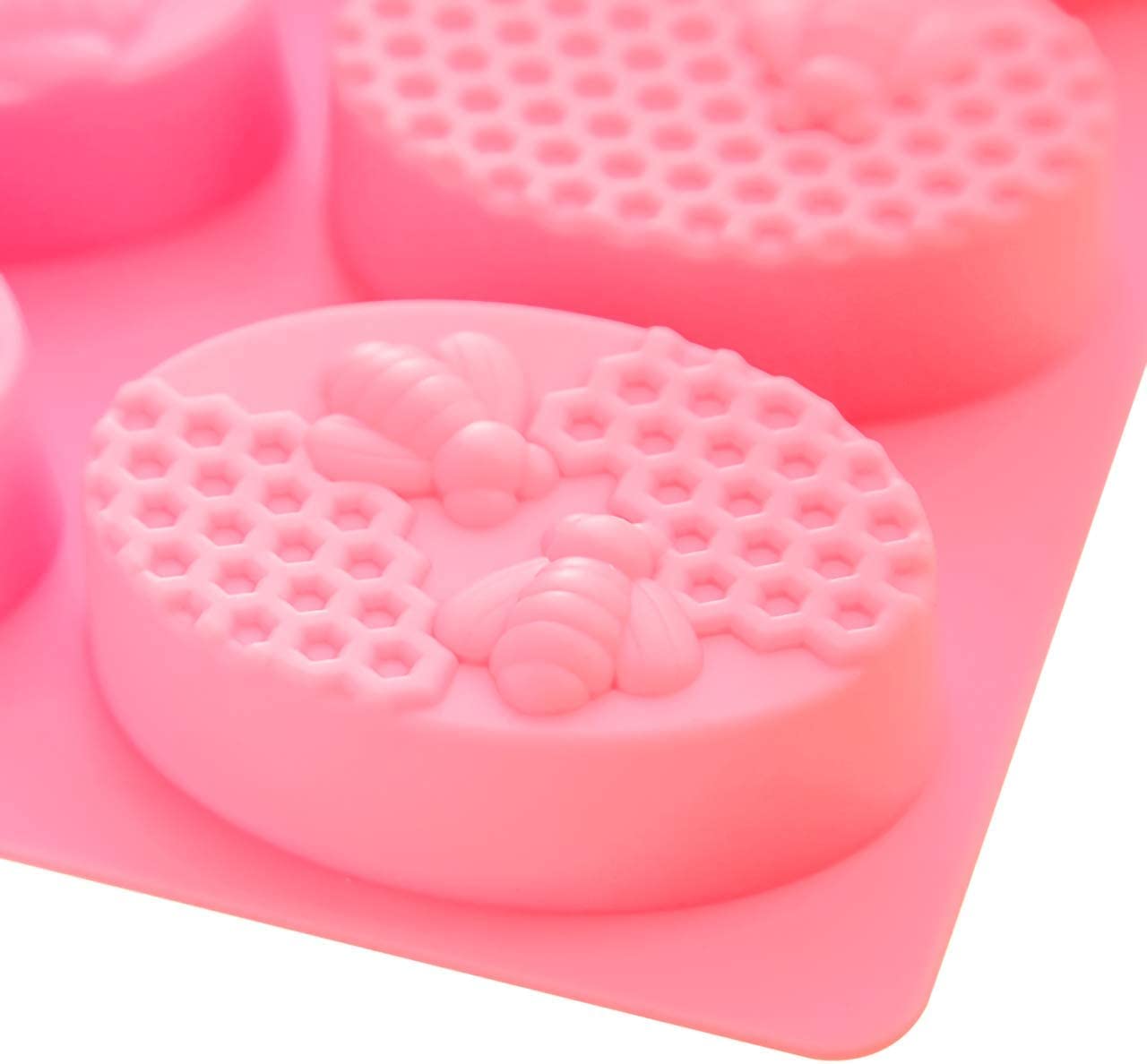 Zeinwap 3D Bee Silicone Molds, Honeycomb Mold for Soaps, Beehive Cake Baking Mold, Candle Mold Resin Mold for Homemade Craft (Oval, Random Color) 1