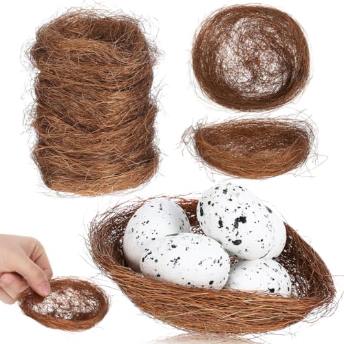 TOVINANNA Lot de 16 Nids D'Oiseau Décoratifs Nid Oiseaux en Fibre De Chanvre 4.72 Pouces Décoration De Pâques Ornement pour Jardin Photographie Et Assiette