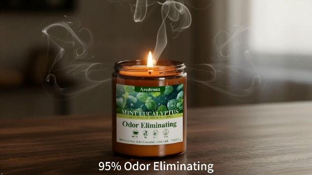 Image of Mint Eucalyptus Odor Eliminating Candles | Eliminates 95% of Pet, Smoke, Food, and Other Smells Quickly - 7 oz Soy Candle for Home Scented - Air Freshing Scented Candles Gifts for Women Men
