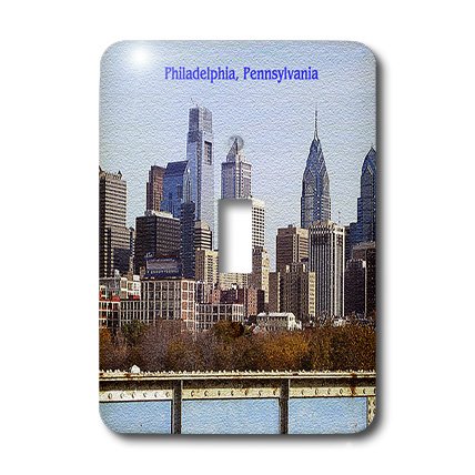 Interrupteur à baïonnette Philadelphia Skyline mural décoratif 3dRose