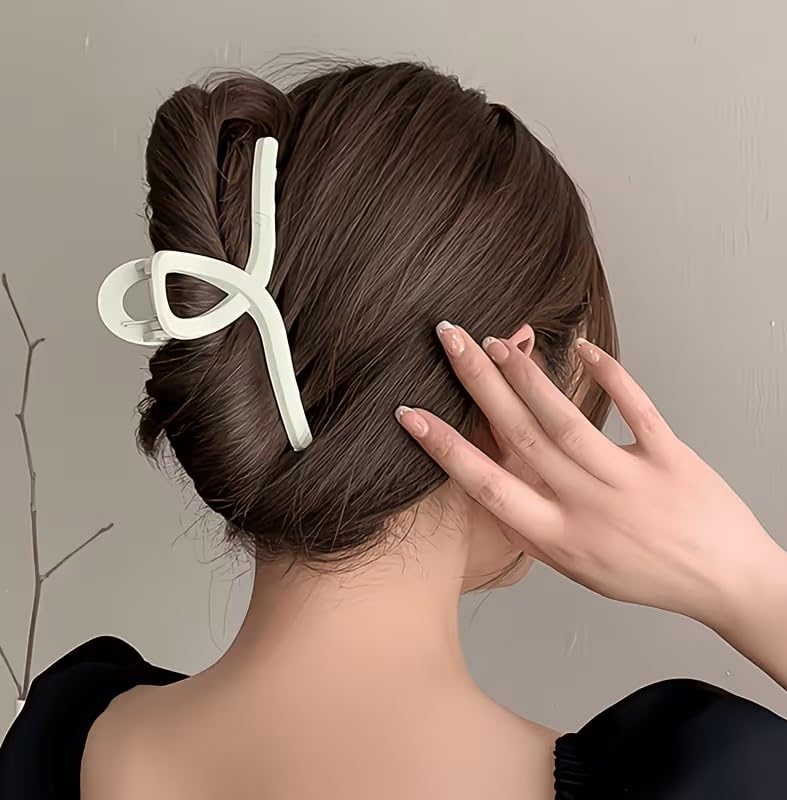 Image of PACTIV Hair Claw Clips for Women Girls, 3 Pack Matte Hair Claw, Strong Grip Non-Slip Jaw Clips for Thick Thin Hair, Hair Clutcher, Neutral Nude Korean Hair Accessories for Ponytail, Bun & Daily Use