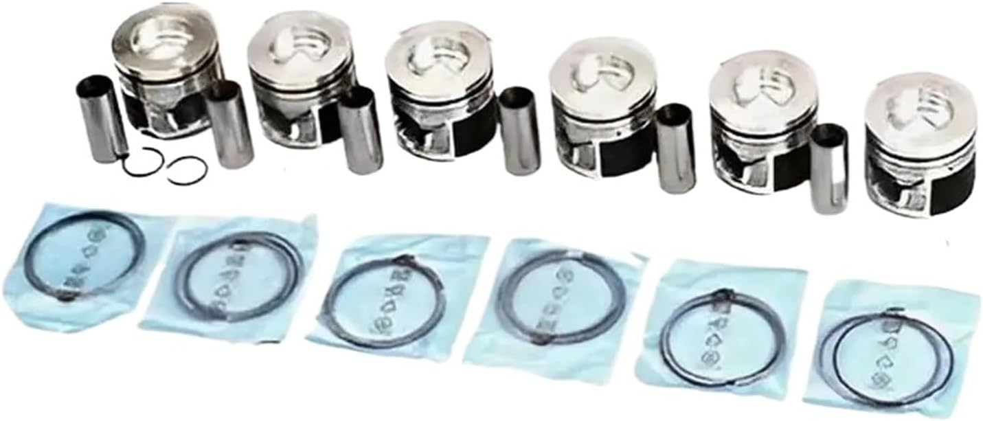 6Pcs Engine Pistons Set W/Rings Pins Compatible With A6 3.0 TDI Quattro C6 BMK Car Engines Pistons Rings Rods Accessories