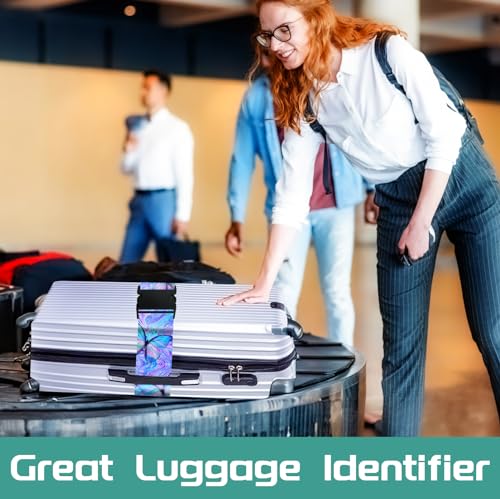 Slohif Luggage Straps for Suitcases Travel Belt Accessories Luggage Connector Identifiers 2 Pack Over Handle with Buckle Unique Nylon Adjustable Strap for Sleeping Bag Car Seat Butterfly4