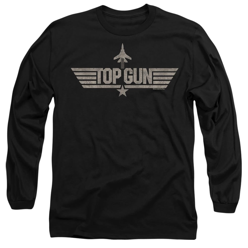 Top Gun Paramount, Monotoned Logo Mens Long Sleeve T Shirt, Black, XX-Large