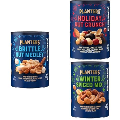 Image of PLANTERS Holiday Brittle Nut Medley Trail Mix, 1lb + PLANTERS Holiday Nut Crunch Mix, 21oz + Winter Spiced Mix, 18.75oz