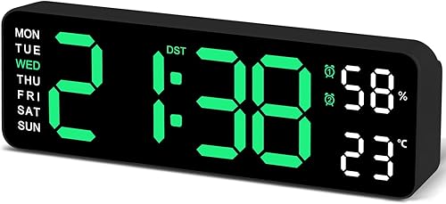 JoFomp Reloj de pared digital con pantalla grande, relojes de pared LED de 9 pulgadas para decoración de sala de estar, reloj digital con