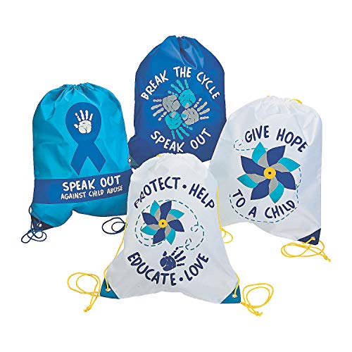 Fun Express - Large Nylon Drawstring Bags - Child Abuse Awareness - 14