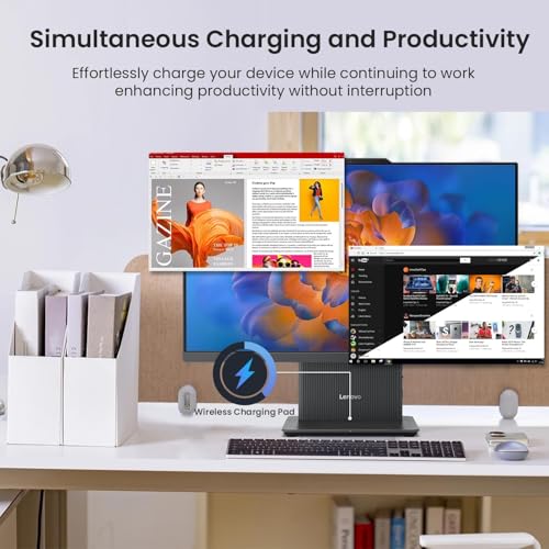 Image of Lenovo IdeaCentre All-in-one Computer, 23.8 inch FHD IPS Display, AMD Ryzen 5 7535HS, 16GB DDR5 1TB PCIe SSD, Wireless Keyboard & Mouse + 9H 6-in-1 DVD Drive, Windows 11 Pro, Gray