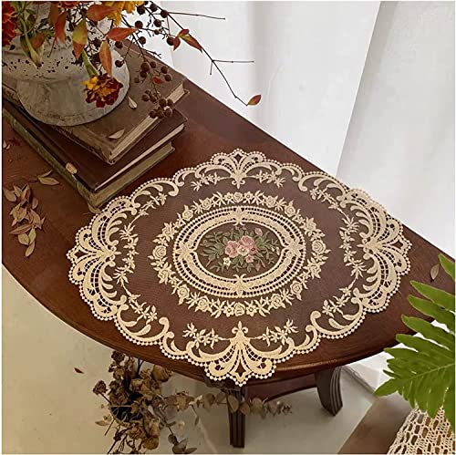 Image of Fiygor 12 Pack Retro Lace Placemats, Elegant French Crochet Doilies, Handmade Embroidered Table Mats, 12x16-in Beige Place Mats Cup Mat for Home Decor /Table Decor /Wedding /Party, Large