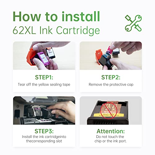 Lemero 62Xl Remanufactured Ink Cartridges Combo Pack Replacement For Hp 62Xl Ink Cartridges Black And Color For Envy 7640 5660 5540 7645 Officejet 200 250 5740 5745 5746 Printer (1 Black, 1 Tri-Color) #TOP3