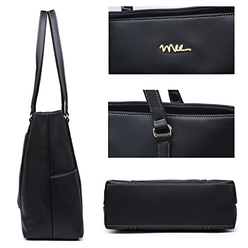 Bolso clásico de cuero sintético para laptop 15.6 pulgadas negro miniatura 4