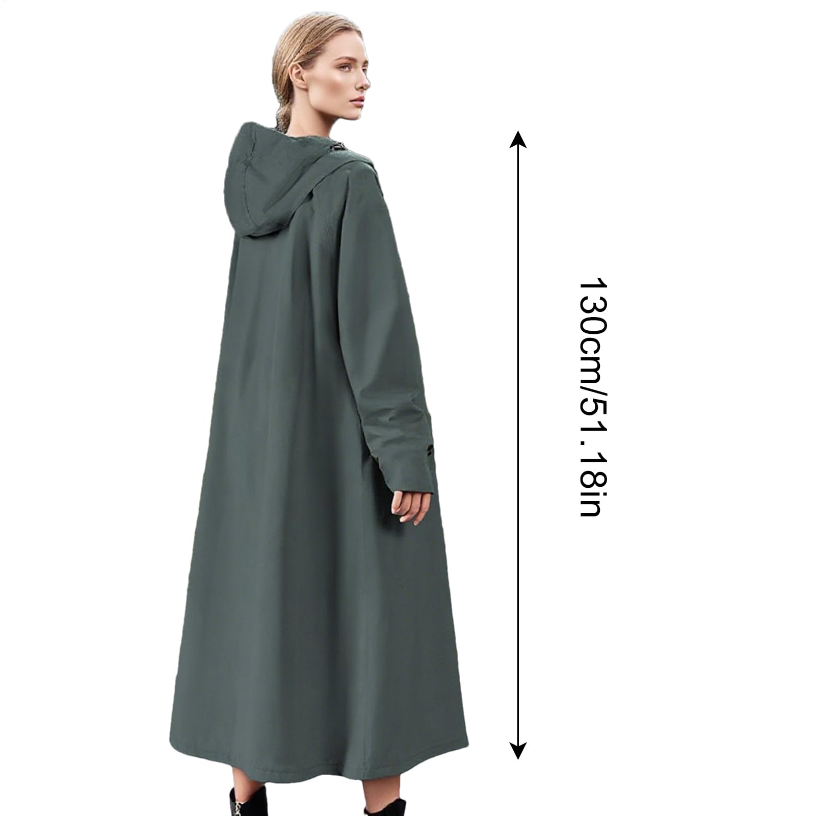 Manteau de pluie long, veste de pluie imperméable longue | Trench coupe-vent pliable poncho coupe-vent pour vélo, trajets en déplacement, pêche