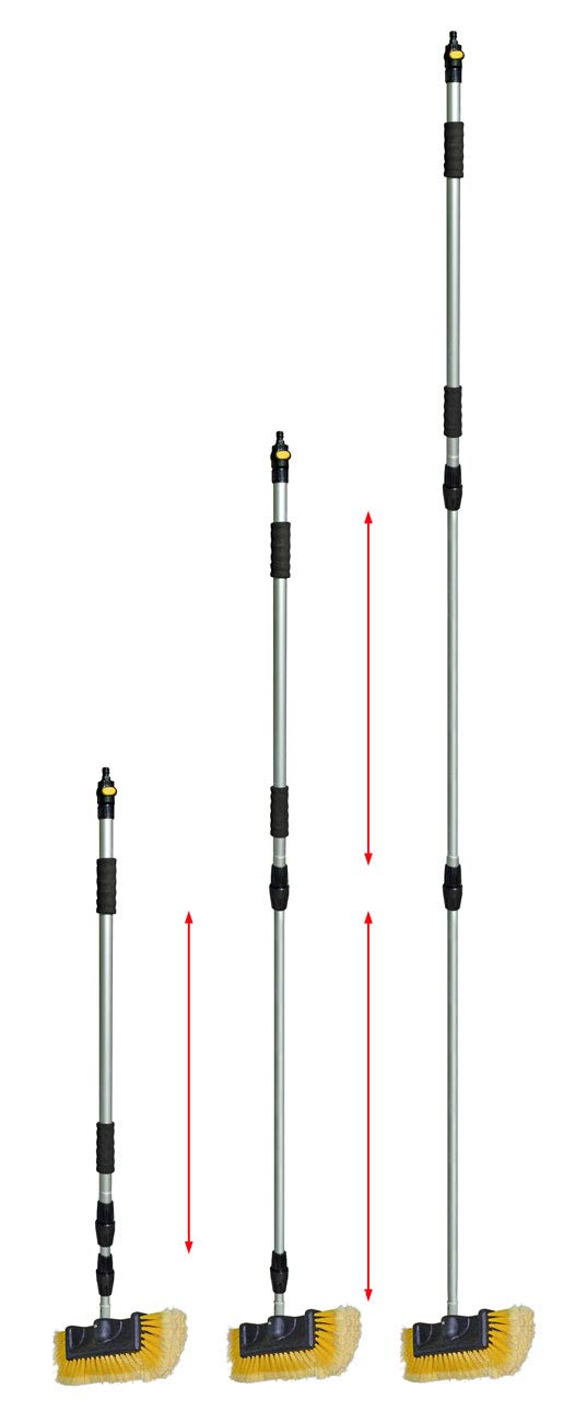 YACHTICON Alu Waschbürste Weich mit Seitenborsten und ausziehbaren Aluminium Stiel Extra Lang
