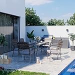 Pamapic Patio Furniture Set, 7 Piece Outdoor Dining Set, Outdoor Wicker Furniture Set with Removable Cushions for Backyard Garden Deck/Iron Slats Table Top (Grey) - Image 3