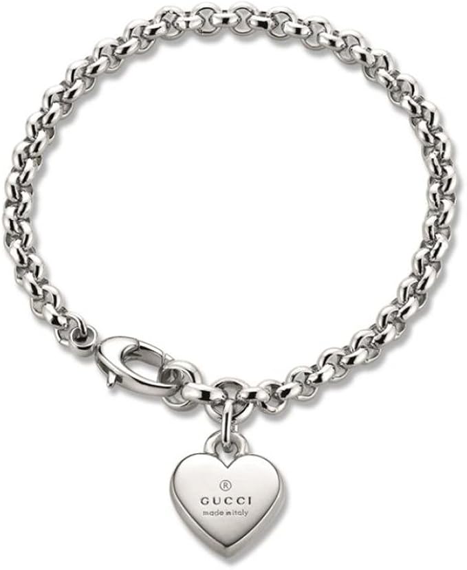 GUCCI TRADEMARK Heart pendent silver bracelet cm 17 YBA3562100017
