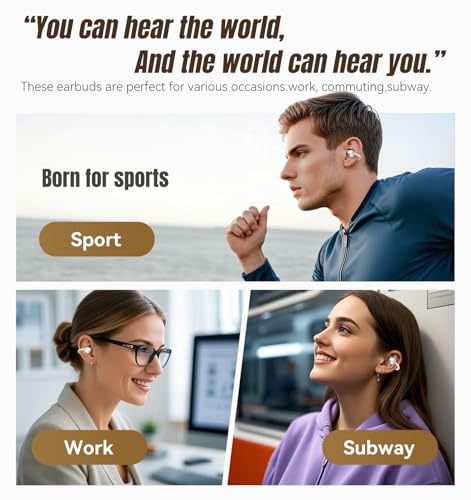 Image of King Lucky Open Ear Earbuds Clip-On Bluetooth 6.0 Wireless Headphones with Mic, 50H Playtime, ENC Clear Calls, IPX5 Waterproof, Comfortable for Small Ears Sports Gaming (Pearl White, Standard)