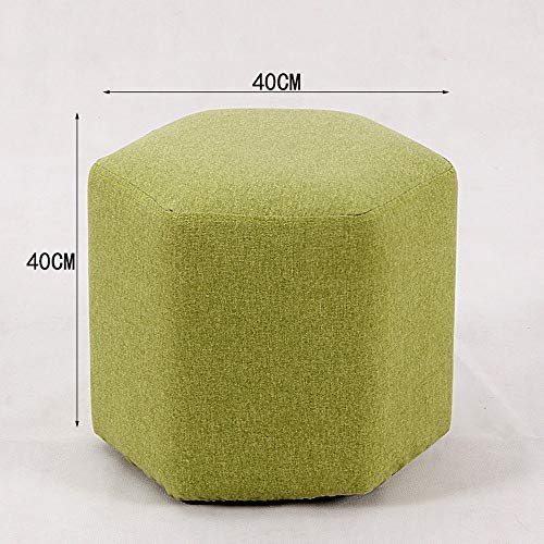 Repose-pieds rembourré vert et tabouret de salon hexagonal en bois pour table basse