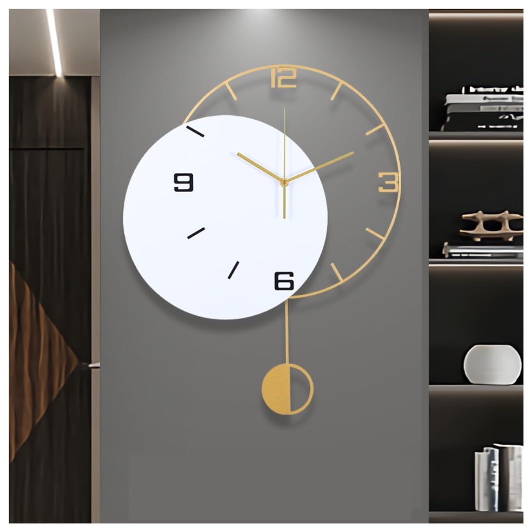GPDNBIEU, For Living Room Office Hallway Decor Silent Non-Ticking Battery Operated Home Wall Art Clocks(White)