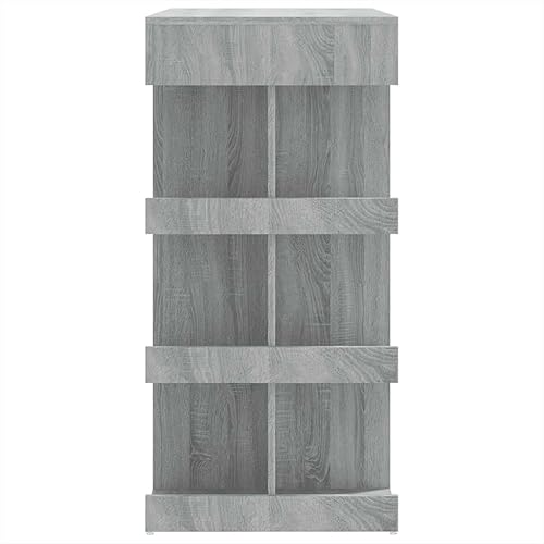 Miniatura 7 de Mesa de bar montada en la pared con estantes de almacenamiento, consola estrecha de madera de ingeniería Sonoma gris para encimera de cocina,