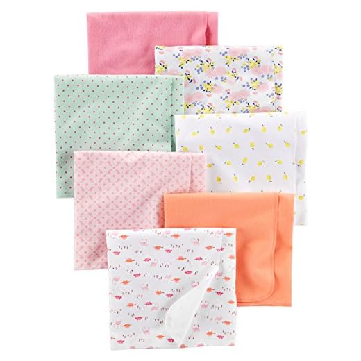 Simple Joys by Carter's Baby Girls' 7-Pack Flannel Receiving Blankets, Floral/Pink/Mint/Lemon/Dino, One Size