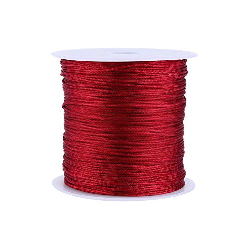 Nylon Macrame Cord 0.8mm x 100M Wine Red Chinese Knotting Thread for DIY Jewelry Making Bracelets Craft String