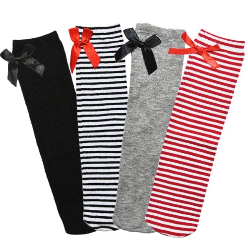 Wrapables Cutie Pie Set of 4 Knee High Socks for Little Girls