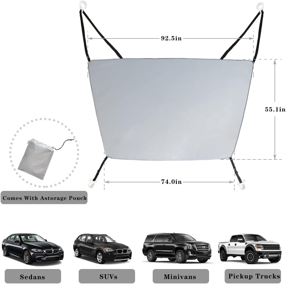 UGREVZ Car Windshield Sun Shade Foldable Front Window Sun for UV Rays & Sun Heat Protection Waterproof Exterior Car Accessories Windshield Cover for Ice and Snow(WSS001Silver)