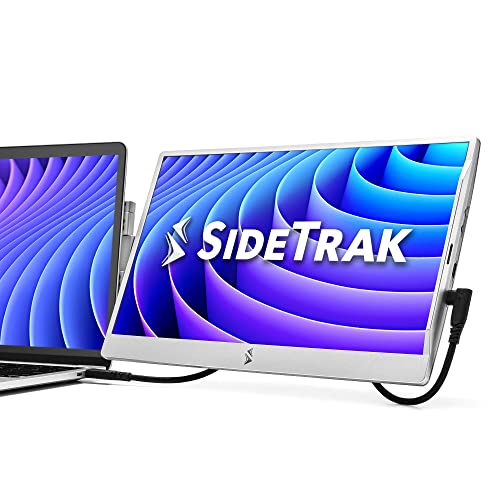 Image of SideTrak Swivel 14 inch Patented Attachable Portable Monitor for Laptop | FHD TFT Laptop Dual Screen | Mac, PC & Chrome Compatible | Fits All Laptops | Powered by USB-C or Mini HDMI (Light Silver)