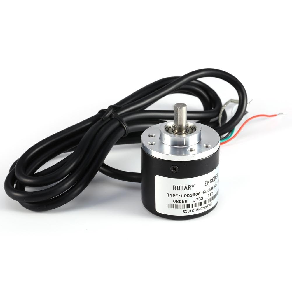DEWIN Inkremental Drehgeber, 600P/R Photoelektrischer Rotary Encoder 5V-24V AB 2-Phasen Welle 6mm