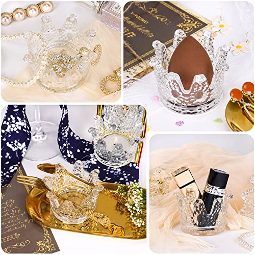 Rancco Votive Candle Holders For Table Centerpiece, 12 Pcs Crown Crystal Clear Candle Holders For Tealight, Romantic Glass Candle Holder For Weeding, Home Decor, Dinner, Anniversary, Party, 3X3X2Inch #TOP5