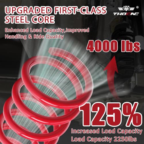 Image of Rear Heavy Duty Coil Springs for Ram 1500 2009-2018 2wd 4wd, 125% Extra Load Capacity (2250 lbs), Maintains Factory Ride Height, For Truck Towing,Red
