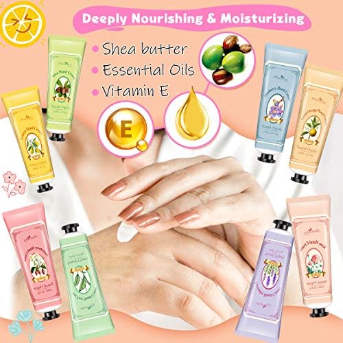 Alotlucky Hand Cream Set, Travel Size Nourishing Hand Cream Set with Natural Shea and Vitamin E, Moisturizing & Hydrating for Dry Hands,With bear doll Ideal for Women/Men(8PCS)