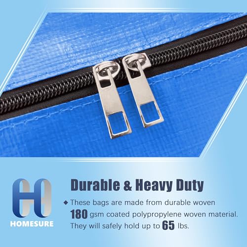 Image of HOMESURE 12 Pack Large Strong Moving Bags with Zippers & Carrying Handles - Water-Resistant - Heavy Duty Storage Tote for Space Saving, Fold Flat, Alternative to Moving Box (Multicolored)