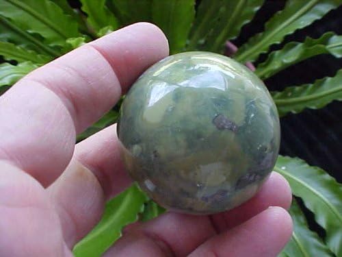 Zs8408 Gemqz Green Serpentine Carved Sphere Wonderful !!!