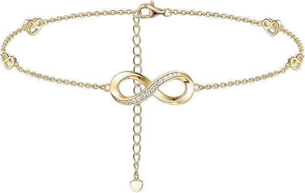CYW Moissanite Infinity Anklet for Women 925 Sterling Silver Hypoallergenic