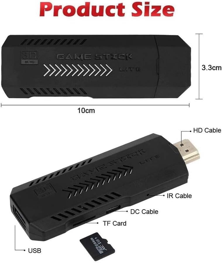 Retro Games Console, 4K Game Stick HD Video Game Console 64G Ingebouwde 35500+ 3D Games 40+ Simulators Met Draadloze Controller