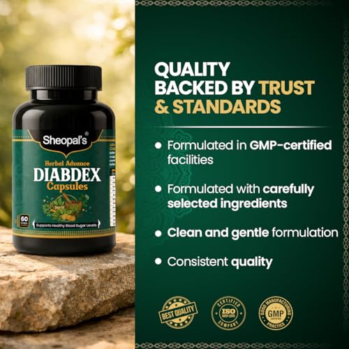 Image of Sheopal's Diabdex Capsules | Helps to Regulate Blood Sugar Level | Diabetic and Pre-Diabetic Care | Herbal Blend with Gudmar, Karela, Methi & Giloy + 8 Ayurvedic Herbs - 60 Capsules