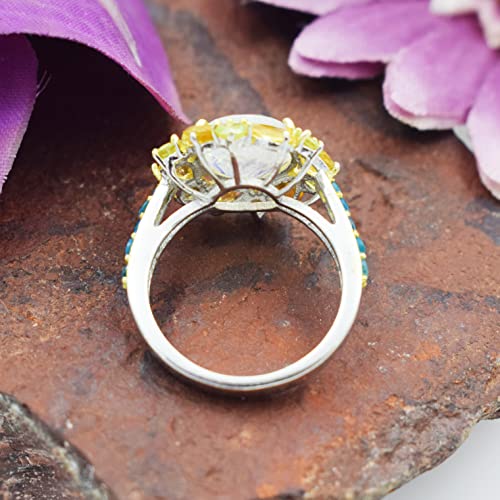 Bague cocktail argent 925 pierre de lune apatite idée cadeau d'exception - 5