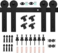 Vista 60 de CCJH - Kit de herrajes para puerta corrediza de granero de 10pies, resistente, suave y silencioso, fácil de instalar, p/paneles de puerta indiv.