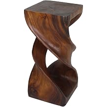 Haussmann Double Twist End Table, Acacia, Walnut, 12x12x26 in