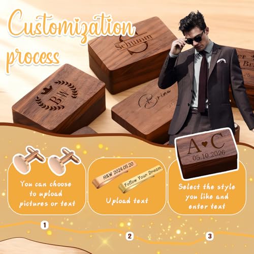 Juego de Mancuernillas y Sujetacorbatín Personalizados para Hombre miniatura 5