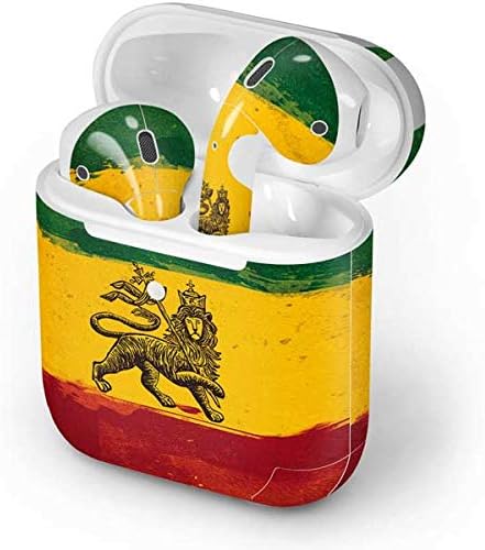 Skinit Decal Audio Skin Compatible with Apple AirPods 2 - The Lion of Judah Rasta Flag Design