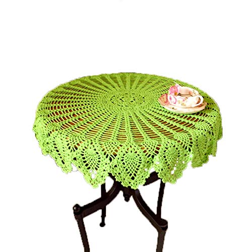 Laivigo New Handmade Crochet Lace Round Table Cloth Doilies Doily,31 Inch,Apple Green