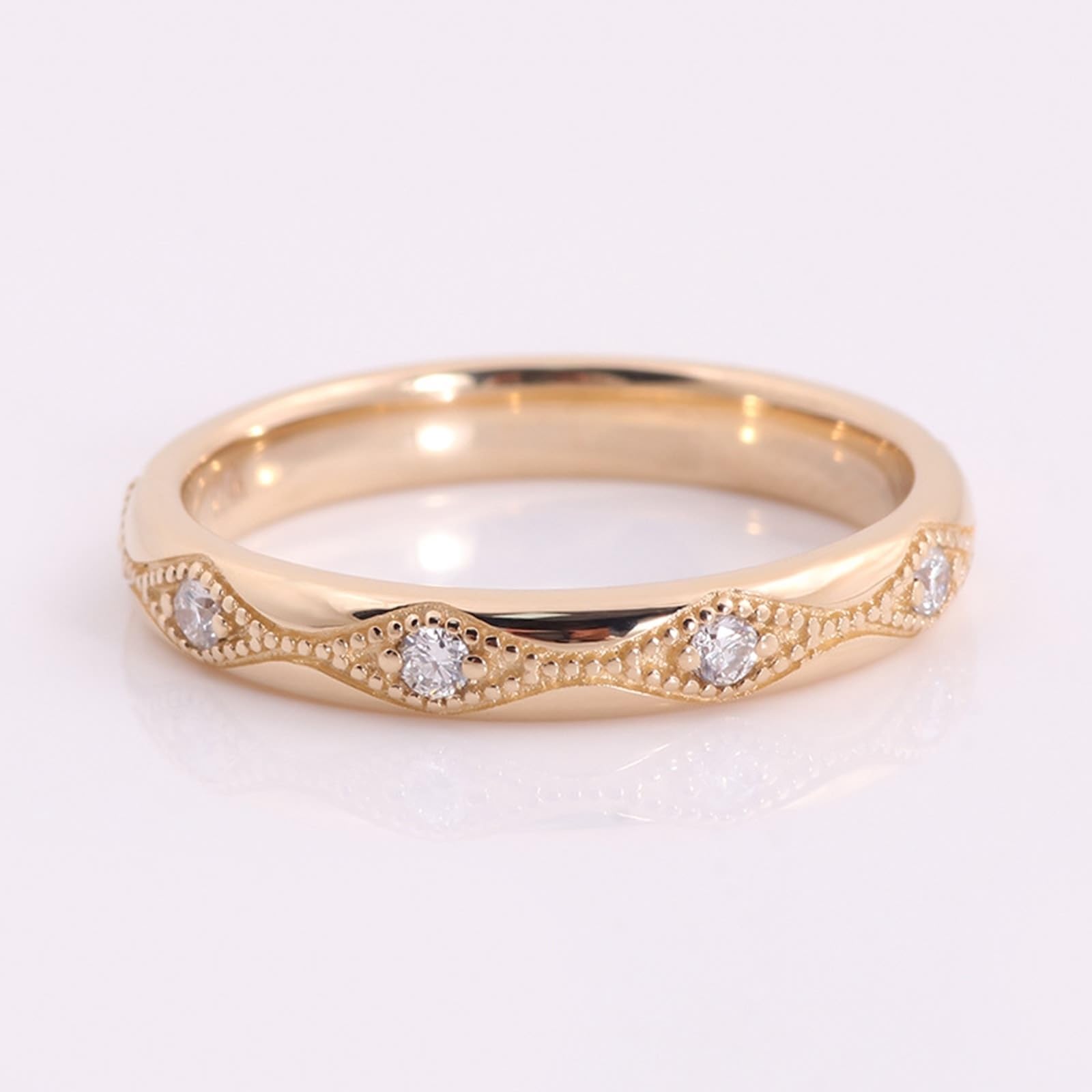 Bague en or jaune 9 carats/14 carats/18 carats pour petite amie, alliances infini avec moissanite